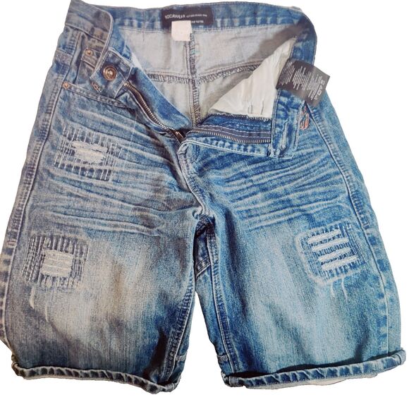Vintage Rocawear Teens Size10/27 Denim Shorts Blue Patch Hip Hop Skater Y2K JayZ - Picture 8 of 15
